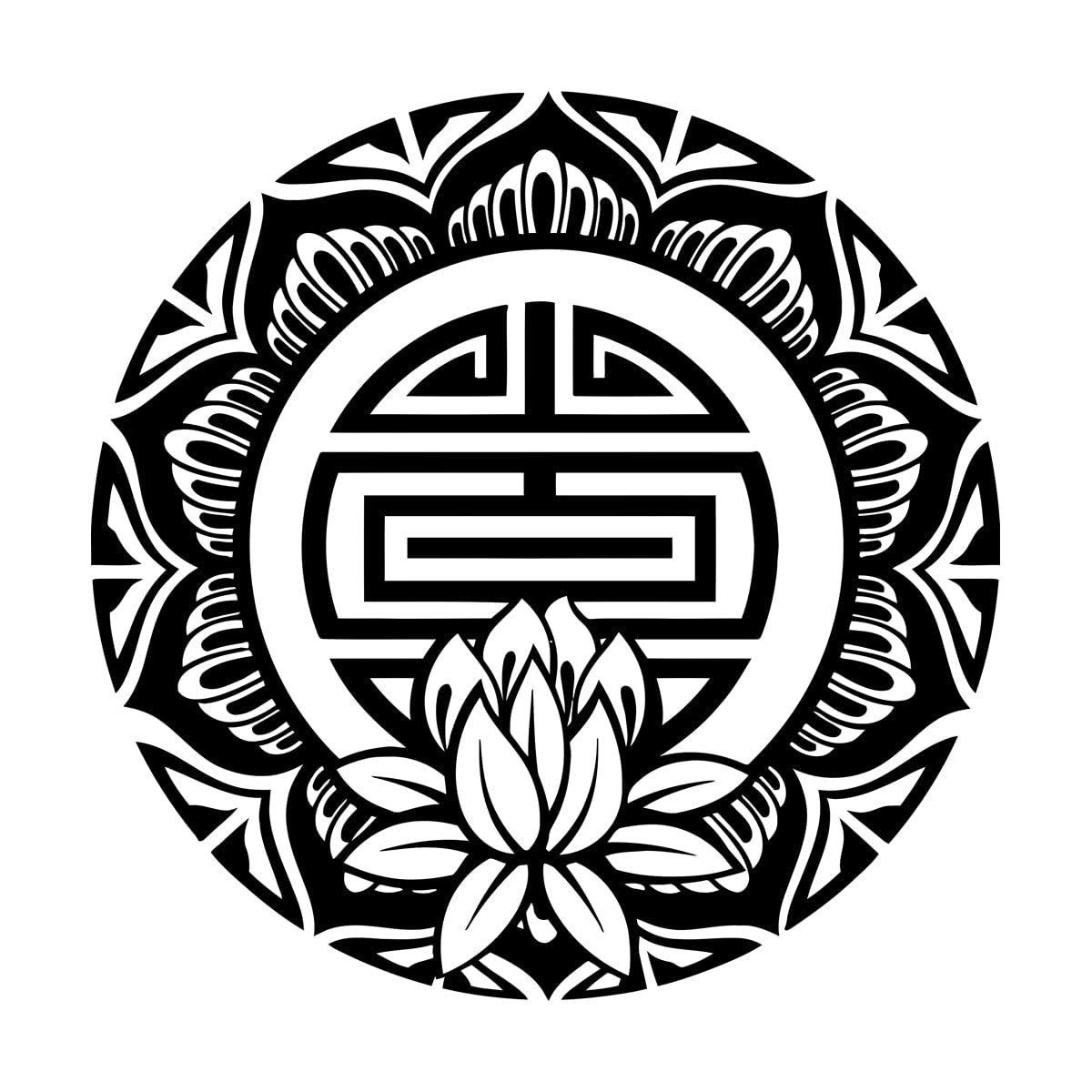 Wall Decals Paster Paper Lotus Mandala Amulet Hinduism Buddhism 54x54cm Art Decoration Large Black