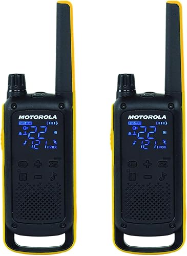 Motorola T470 Talkabout Radios bidireccionales, Walkie Talkies impermeables recargables de largo alcance para emergencias, 22 canales, 56 km al aire