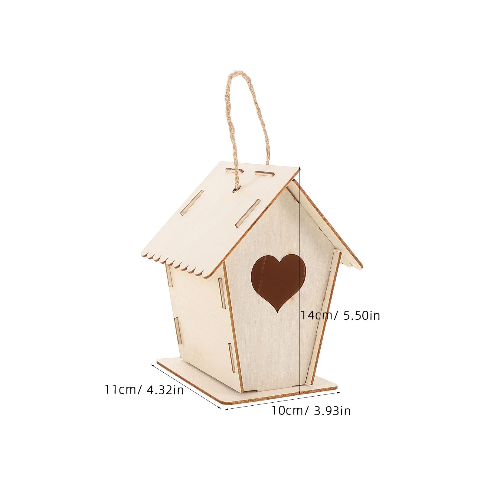 Toddmomy 6 casitas de pájaros de madera sin pintar: Construye y pinta casitas de pájaros de madera con puerta en forma de corazón sin terminar, decoraciones colgantes para jardín exterior para