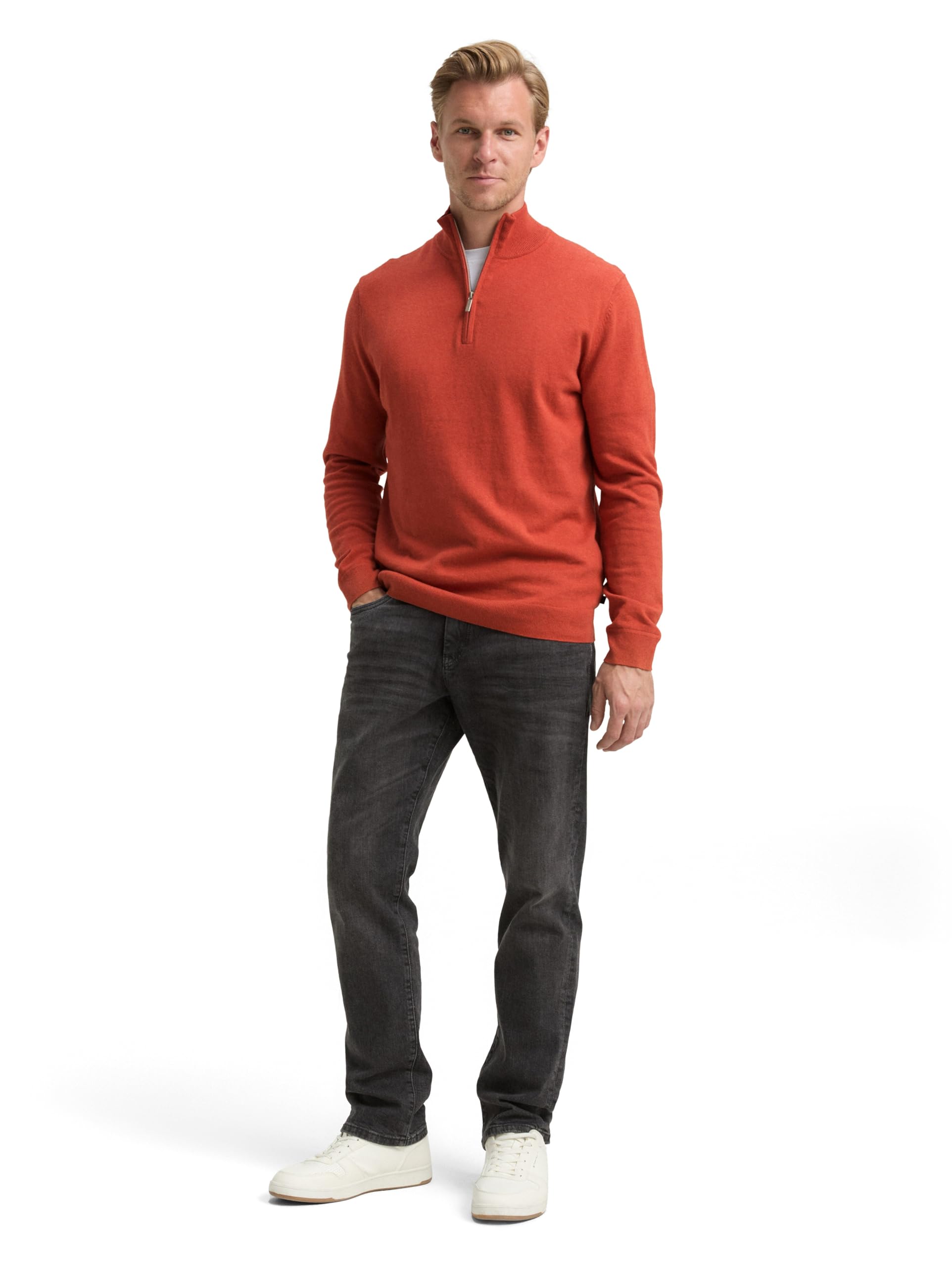 Tom Tailor Herren 1048018 Troyer Strickpullover mit Kaschmir-Anteil (1er Pack)