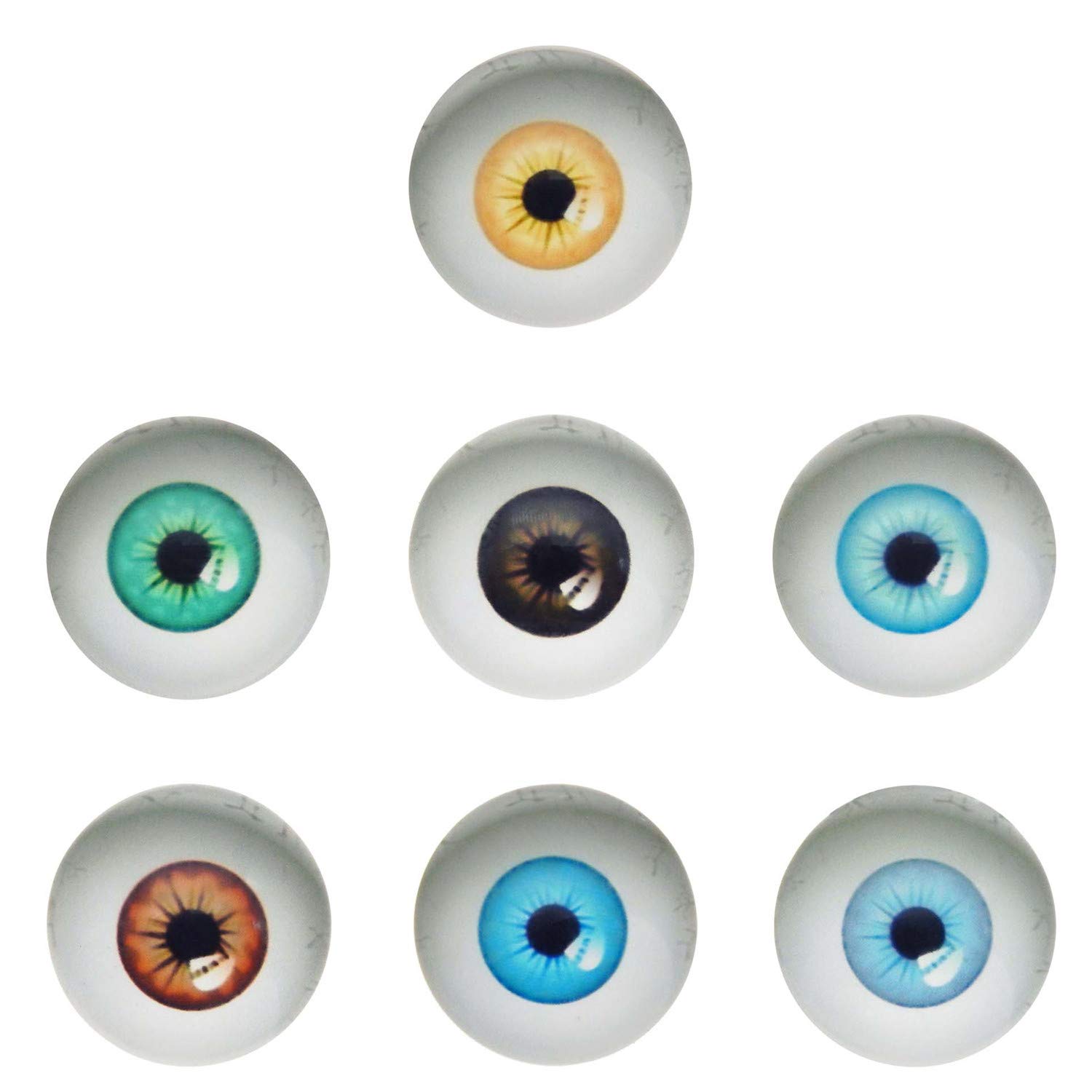 Julie Wang 100 pcs Assorted Colorful Pupils Round 10mm Glass Eyes Time Gem Cabochons Flat Back Craft DIY Doll Making Scrapbooking Embellishments Decorations Handmade Jewellery Findings