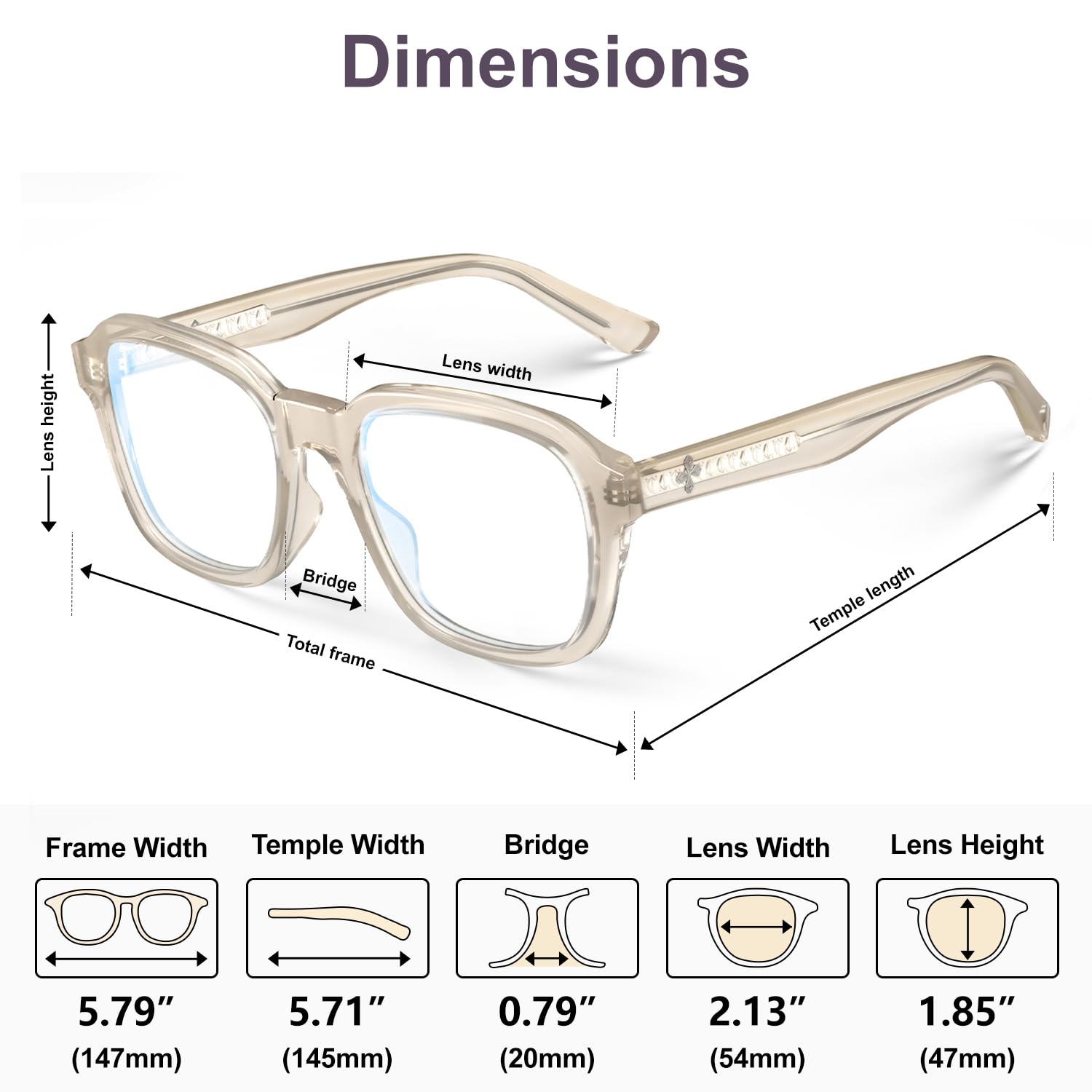VISOONE Oversized Square Blue Light Blocking Glasses Fashion Computer Eyewear for Women and Men BENNETT