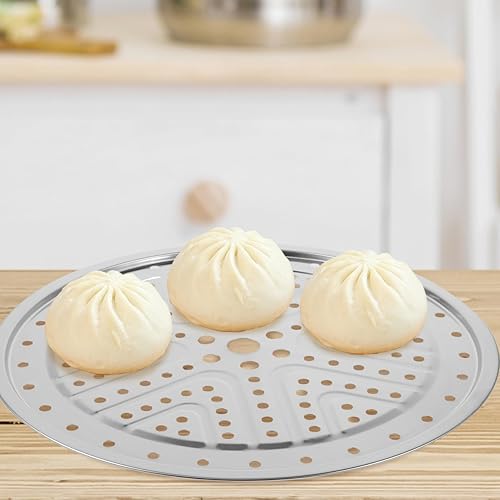 Miniatura 2 de Hemoton Bandeja de vapor de acero inoxidable de 11.8 pulgadas, placa de vapor plana para olla a presión, vaporizador de cocina para cocinar de grado