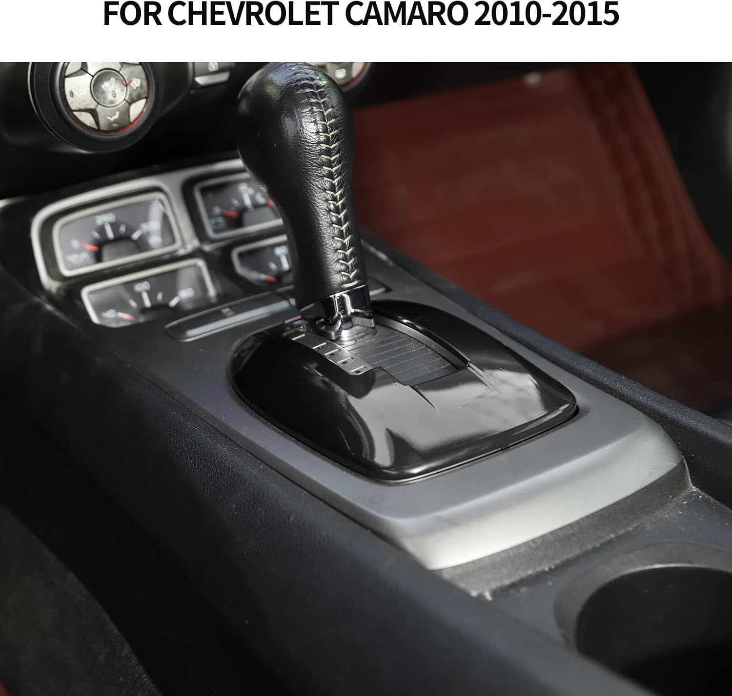 CheroCar for Chevrolet Camaro Gear Shift Panel Frame Cover Trim Interior Accessorie Accessories for Chevrolet Camaro 2010-2015 (Black)