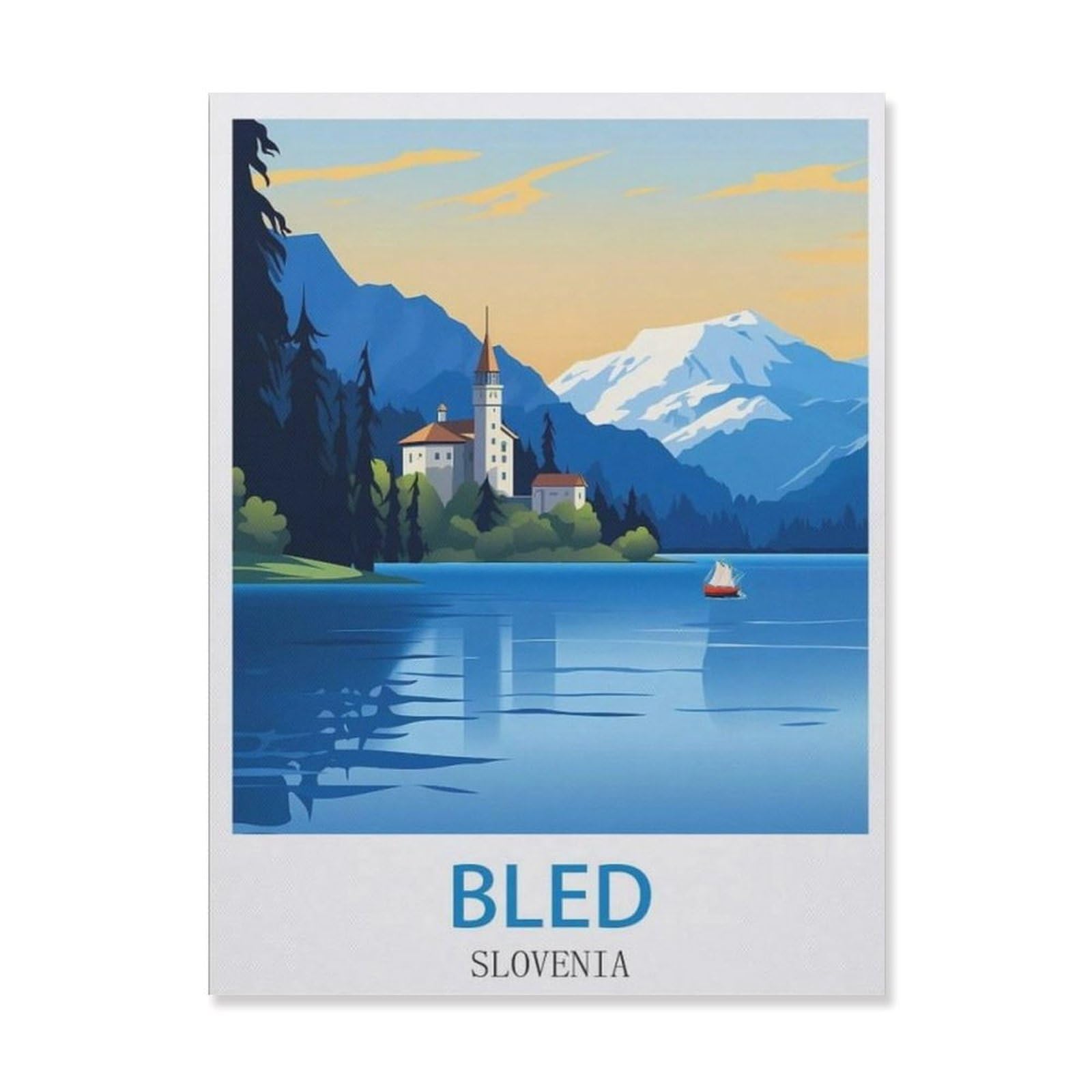 Vintage Metal Tin Sign，Bled Slovenia，Funny Bathroom Decor, Restroom Decoration, Funny Bathroom Wall Art Tin plaque(15x30cm）6x12 inch-EG47