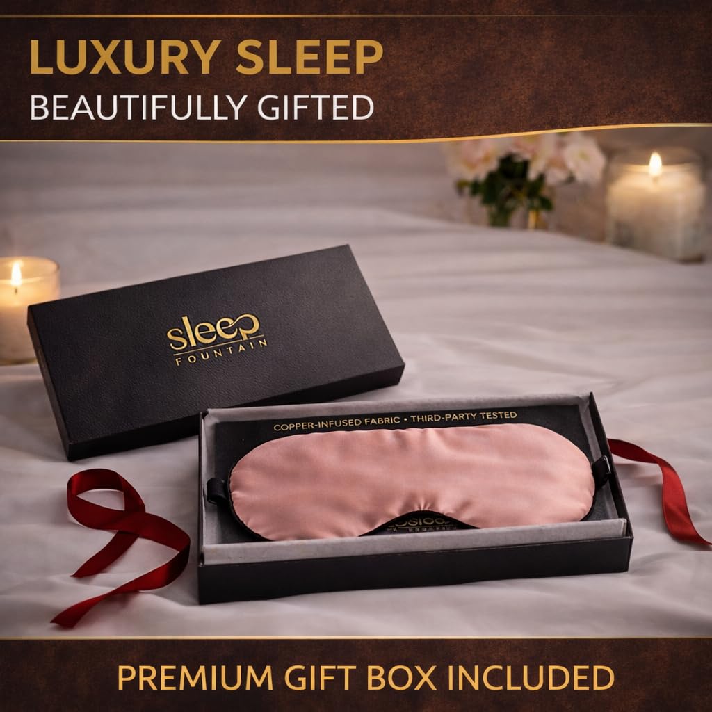 Anti-Wrinkle Sleep Mask for Women, Super Soft Mulberry Silk Eye Mask for Sleeping & Skin Care, Anti Aging Sleep Mask with Copper Technology