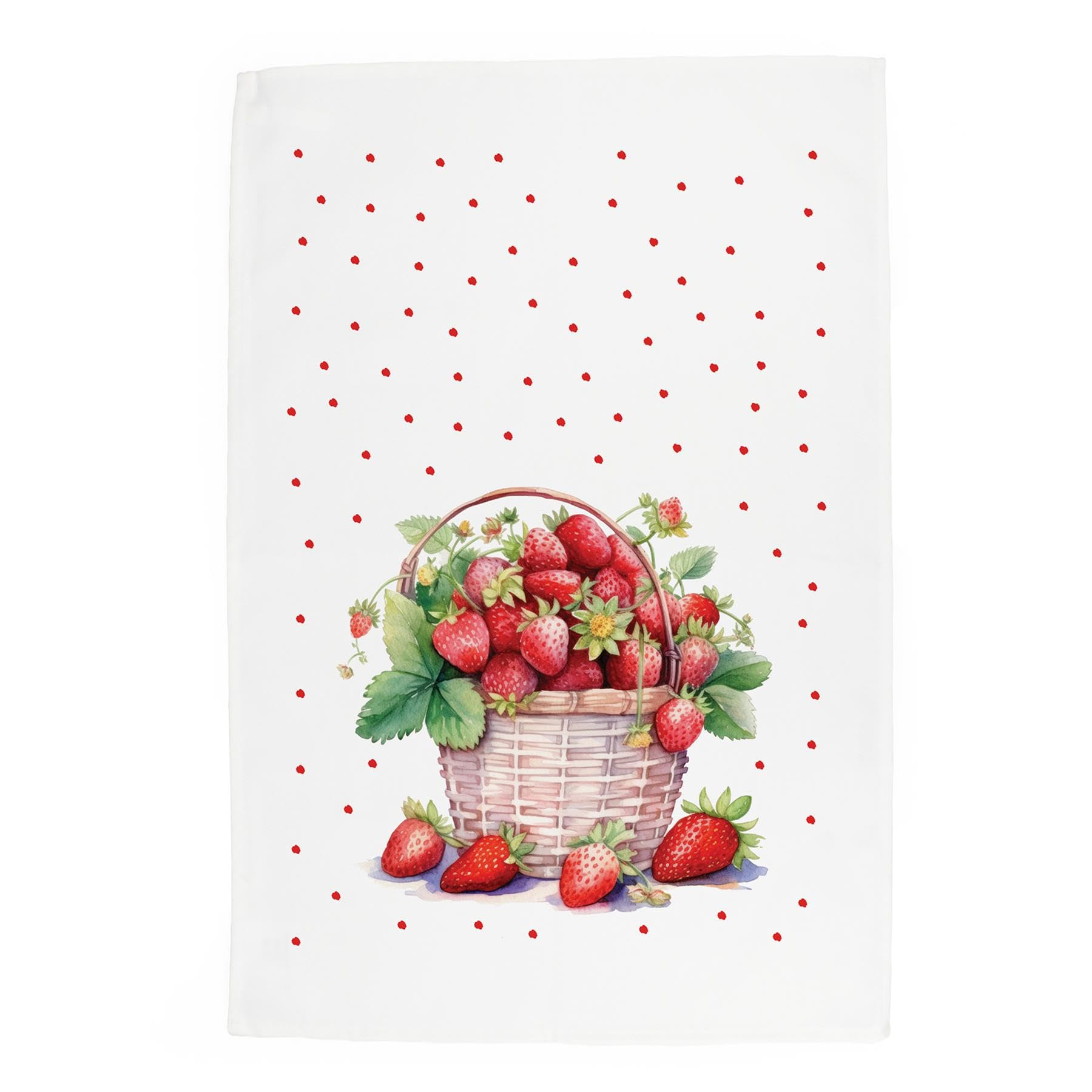 Purely Home Multicoloured Strawberry Basket Tea Towel - Large Cotton Kitchen Dish Towel/Drying Cloth Gift 67Cm X 45Cm