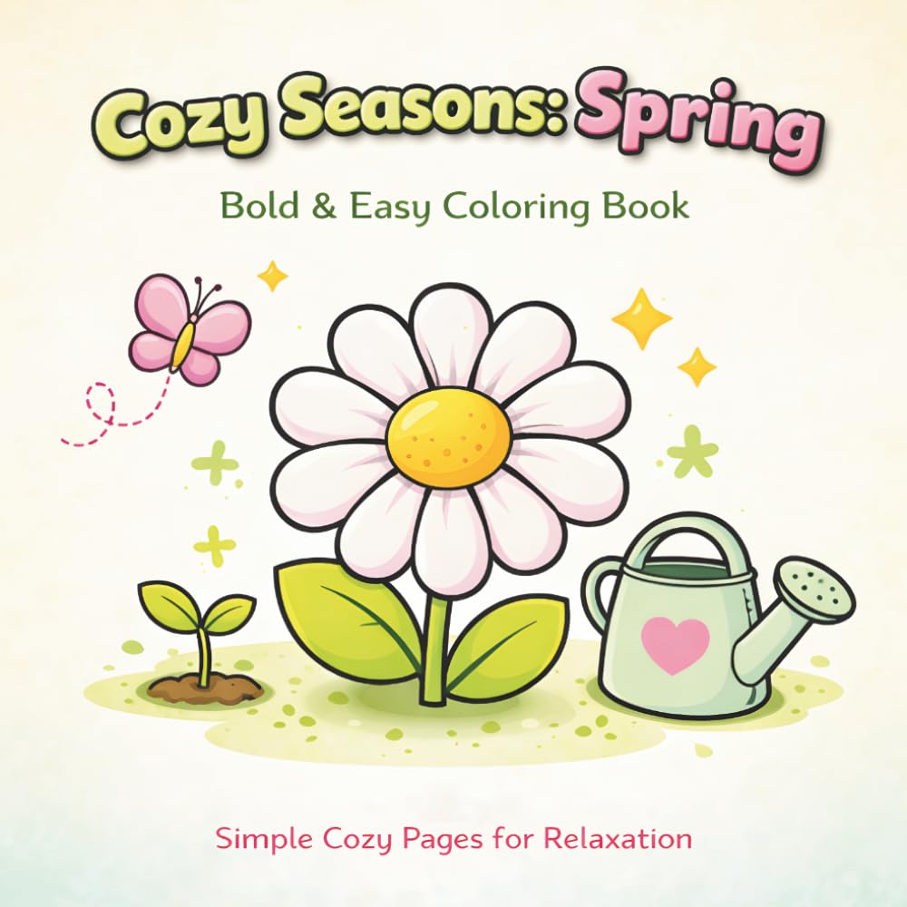 Cozy Seasons: Spring: Bold & Easy Coloring Book | Simple Cozy Pages for Relaxation (Cozy Seasons Coloring Book Series)
