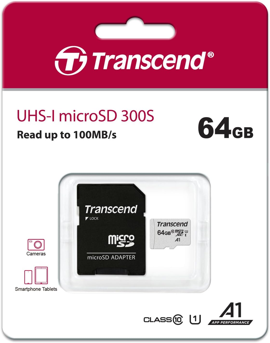 Transcend 64GB microSDXC Micro SD Card w/Adapter, Up to 100MB/s, for Nintendo-Switch/Steam Deck/ROG Ally/MSI Claw/GoPro/DJI/Insta360/Action Camera/ Tablets, A1 UHS-I U1 C10 HD Video Memory Card