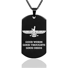 Stainless Steel Farvahar Pendant Necklace Zoroastrianism Symbol Ancient Persian Necklace for Women Men Bible Pendant