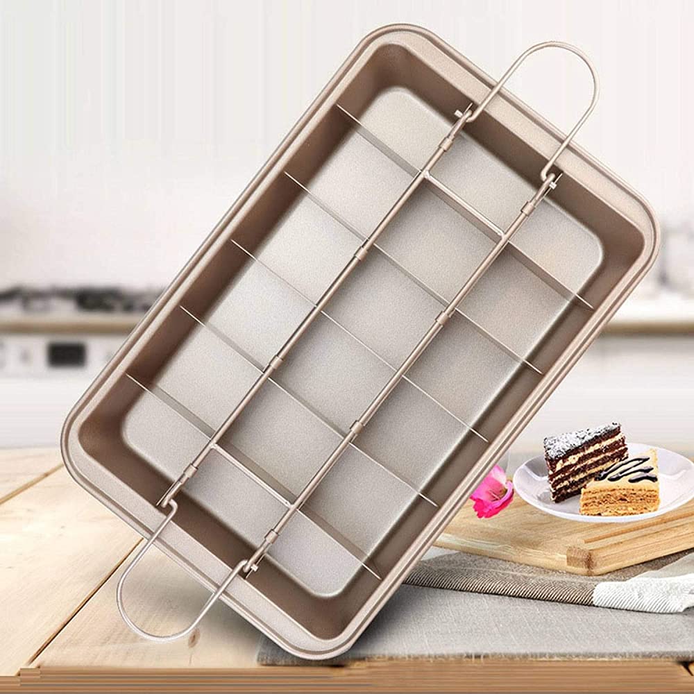 Moldes cuadrados para tartas de acero inoxidable con separadores extraíbles, aptos para horno de cocina