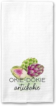 Studio 9Thirty3 Okie Dokie Artichoke Funny Absorbent Waffle Weave Towel, 16"x24"
