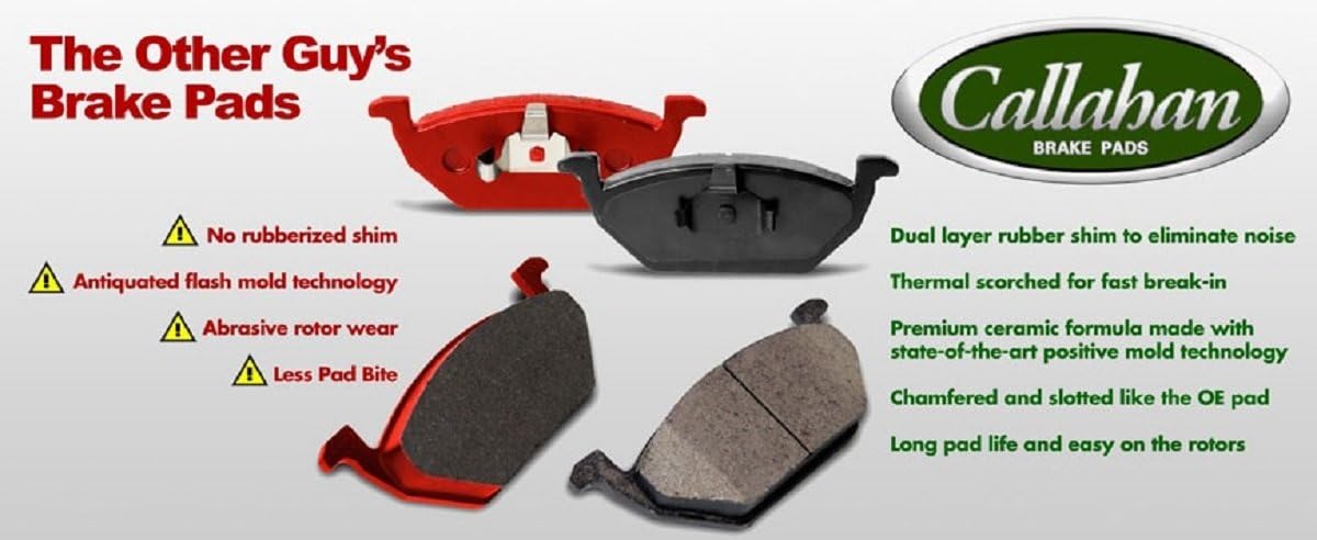 Callahan Brake Parts Front Brakes For 1991 1992 1993 1994 1995 1996 1997 1998 1999 2000 2001 2002 Saturn SC1 SC2 SL SL1 SL2 SW2 Metallic Brake Pads