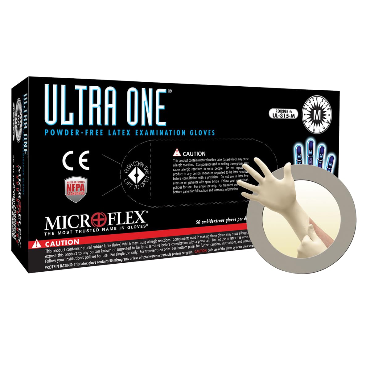 Ansell Medium Natural Microflex UltraOne 9.8 mil Latex Disposable Gloves