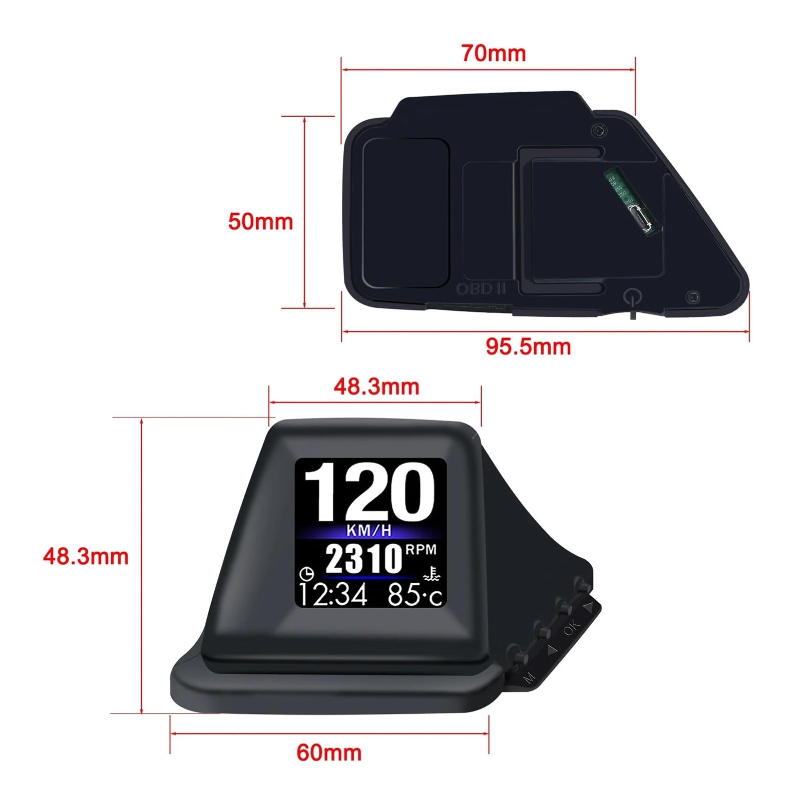 Panele Instrumentów Samochodowych Wielofunkcyjny Gadżet HUD OBD2 + GPS Komputer Pokładowy Tapicerka Słupka A Zainstaluj RPM Turbo Ciśnienie Oleju Temperatura Wody Prędkościomierz GPS