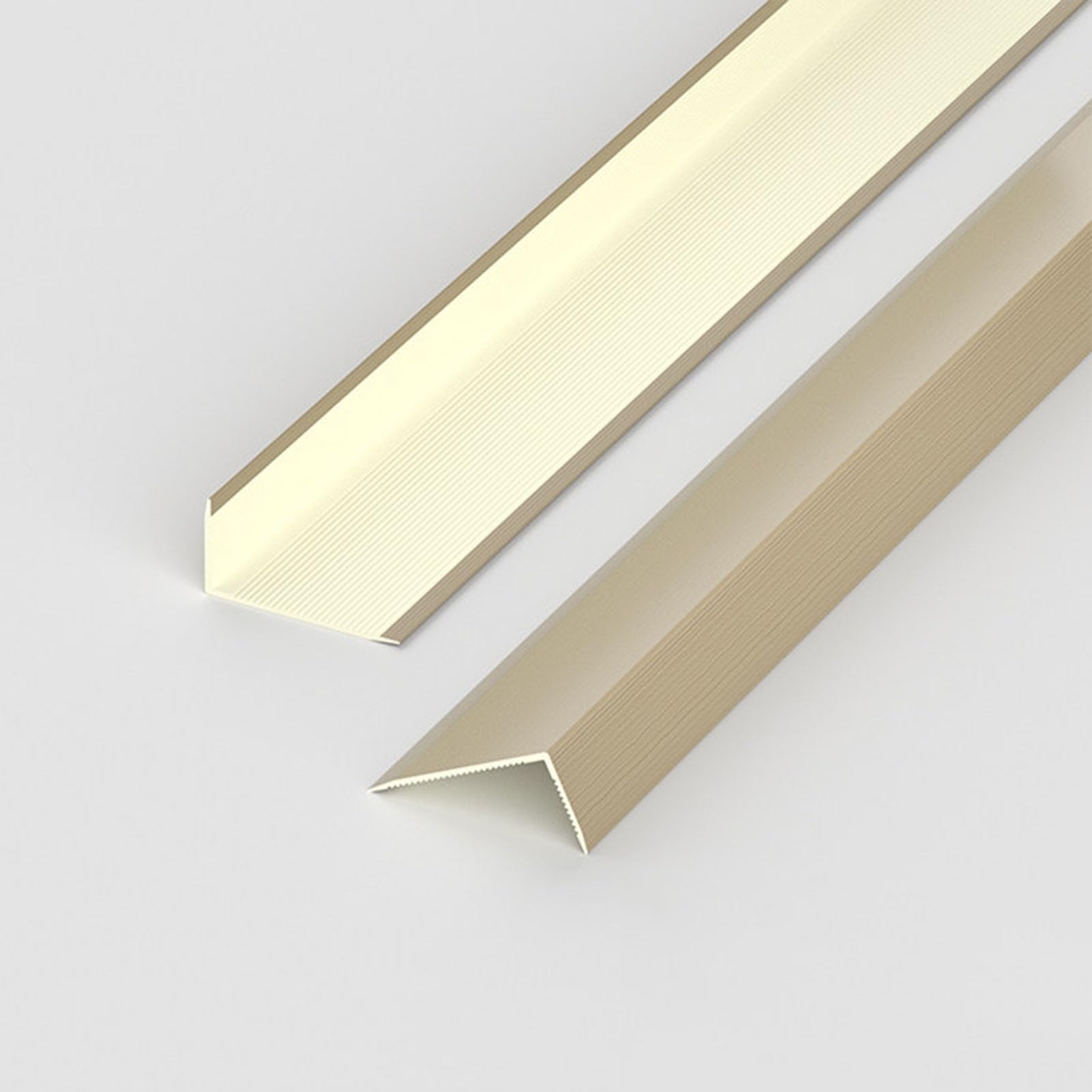 Wood Grain L-molding Transition Strip, Flexible PVC Door Threshold with Back Grooves, Cuttable Floor Edging Trim for Wall Corner Stair Protector