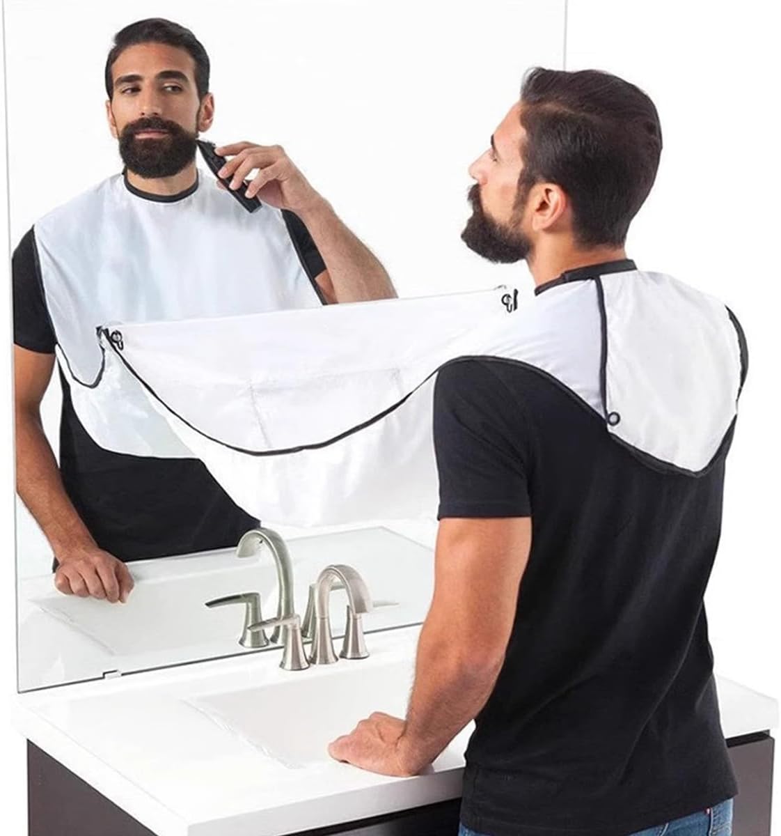 Beard Bib, Bead Bib for Shaving, Waterproof Beard Trimming Apron & Shaving Cape, Perfect Grooming Gift Beard Catcher for Men