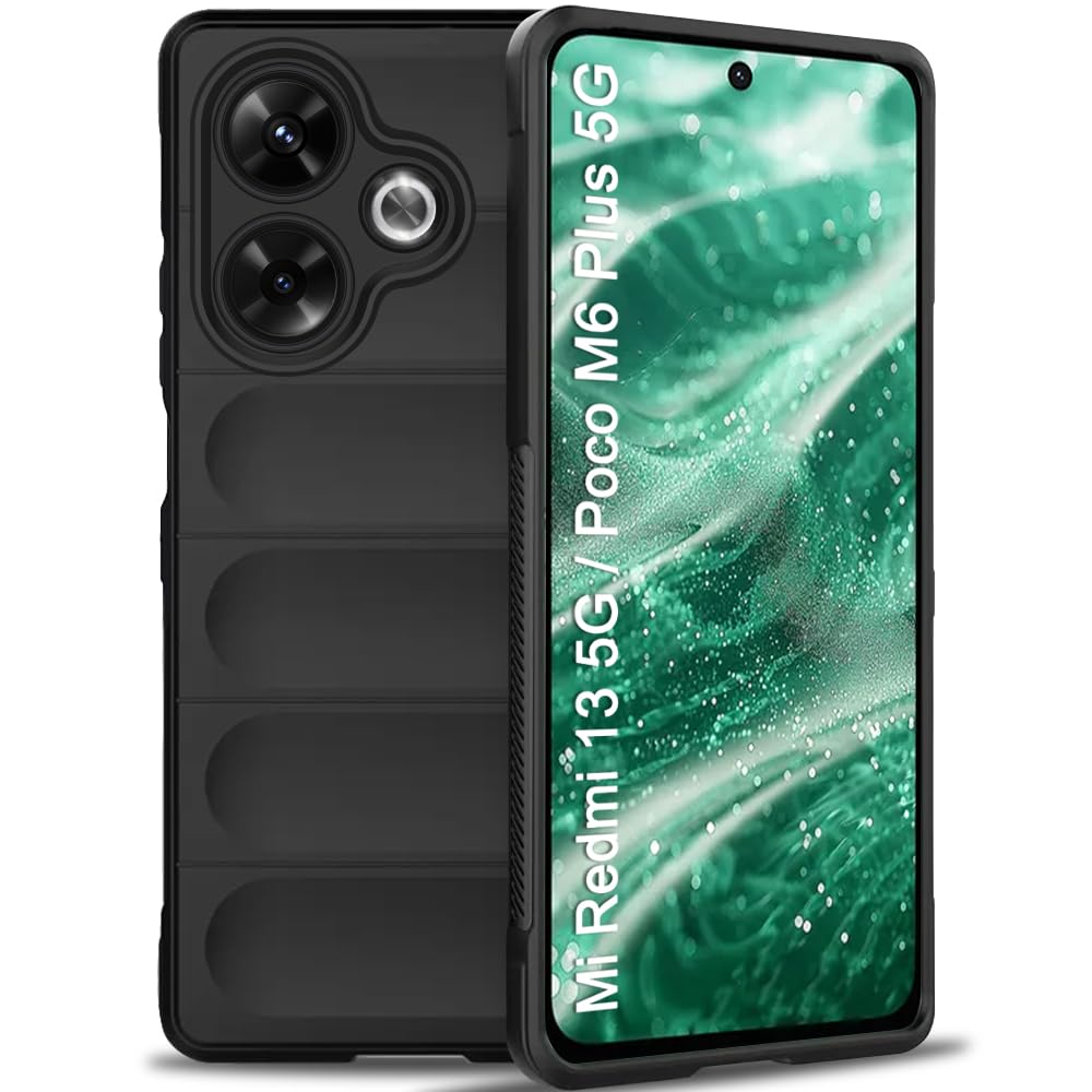 TheGiftKart Liquid Silicon Back Cover Case for Mi Redmi 13 5G / Poco M6 Plus 5G | Shockproof Military Grade Protection | Micro-Fibre Cloth On Inner Side | Anti-Slip Grip Back Cover Case (TPU, Black) (B0D8T2Q1HD) Amazon Price History, Amazon Price Tracker