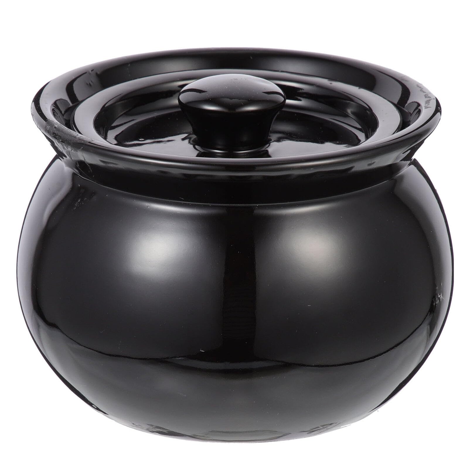 Luxshiny Ceramic Black Casserole Clay Pot With Lid 500 Ml Ceramic Casserole Pot Dolsot Bibimbap Hot Pot Soup Bowl Ceramic Stewing Pot Household Exquisite Soup Bowl Home Kitchen Supply