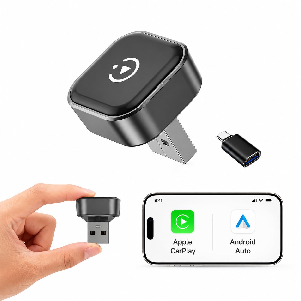 Photo 1 of Hyphoon Wireless CarPlay Adapter & Android Auto Adapter, Low-Profile