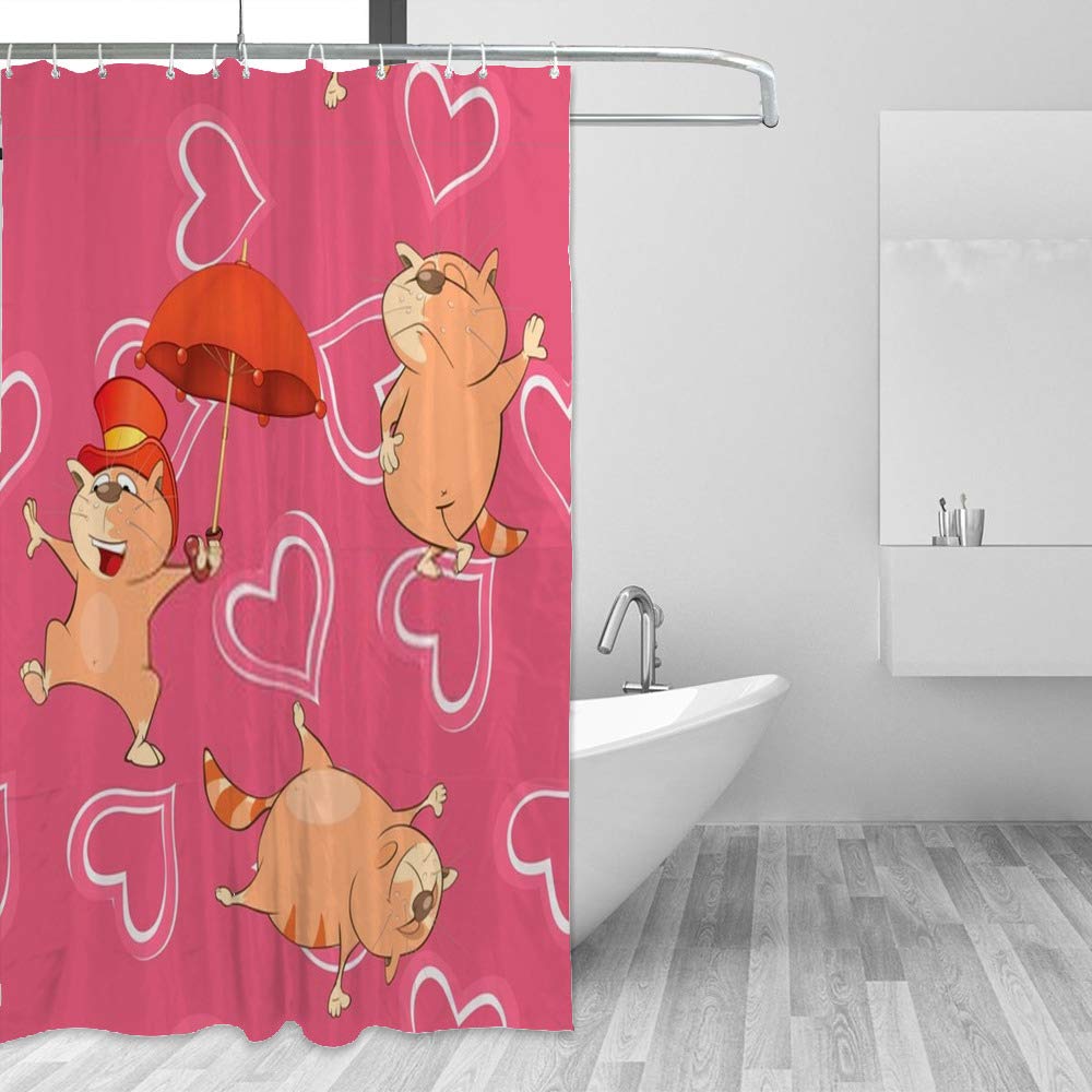 Rideau de douche imperméable avec motif chats en tissu polyester résistant