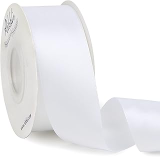 Ribbli White Double Faced Satin Ribbon,1-1/2” x...