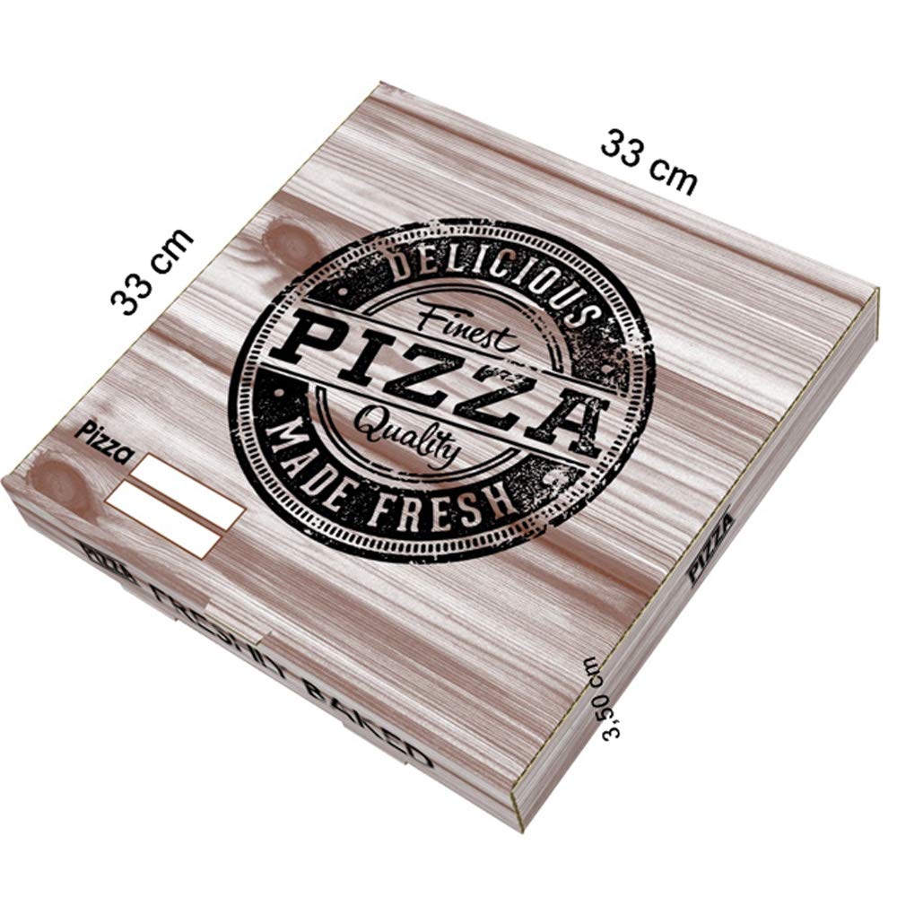 Cajas Pizza Cartón Kraft 26x26cm 100 UDS H26K Caja ECOLÓGICA DESECHABLE para pizza Bonito DISEÑO