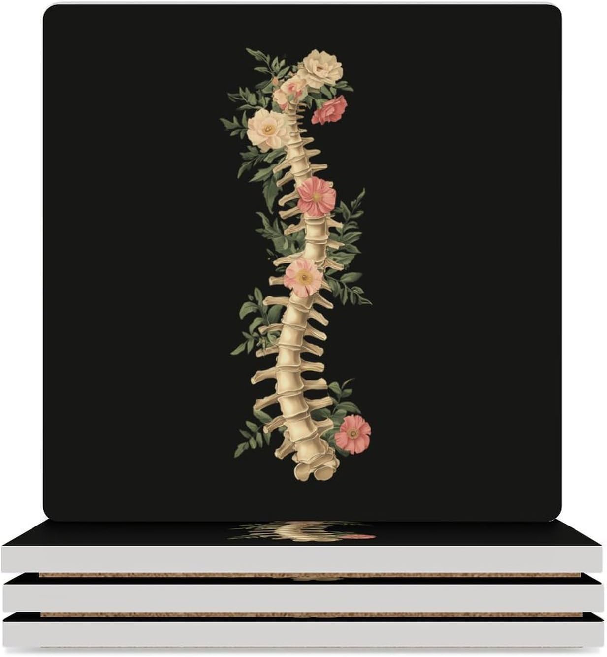 Spine Anatomy Funny Ceramic Coasters for Drink Absorbent Cup Holders Tabletop Protection