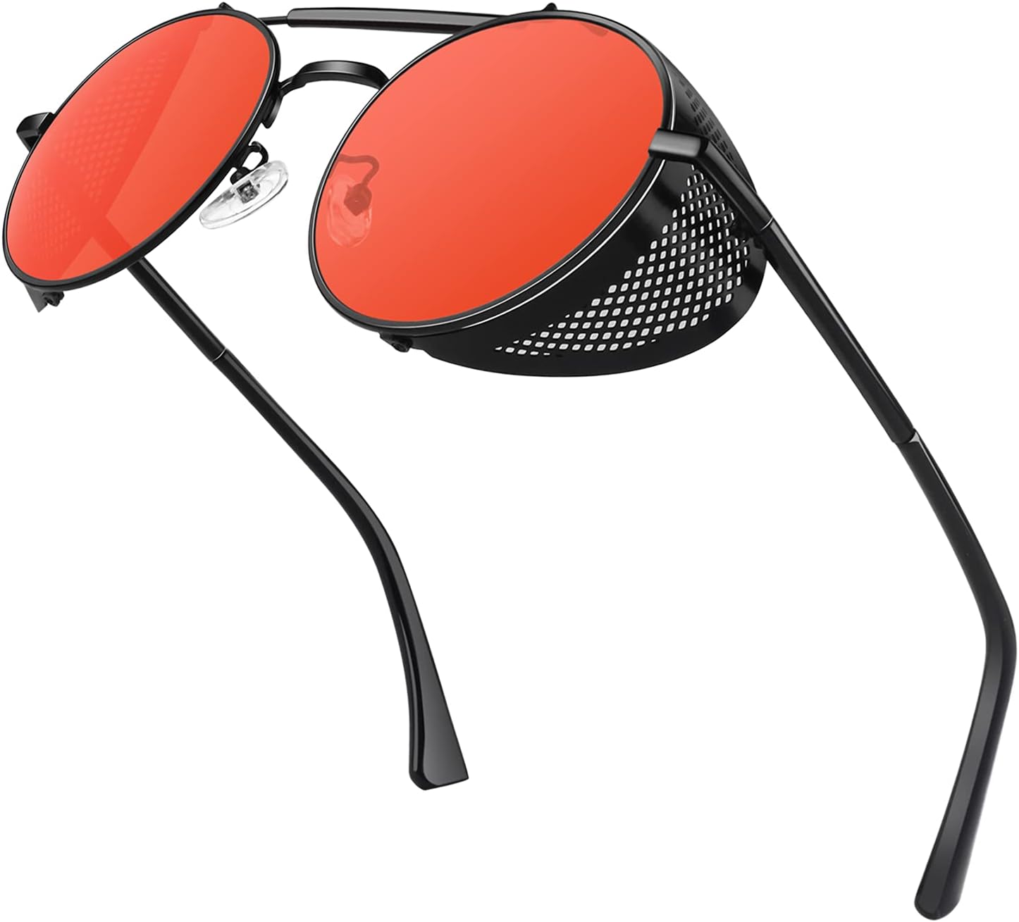 Retro Round Polarized Steampunk Sunglasses Men Women Side Shield Goggles Gothic S92-ADVANCED POLARIZED