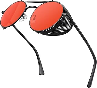 Retro Round Polarized Steampunk Sunglasses Men Women Side Shield Goggles Gothic S92-ADVANCED POLARIZED