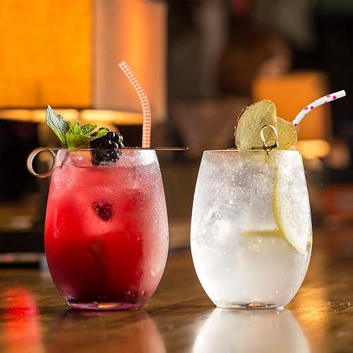 Miniatura 5 de SUBANG Paquete de 50 popotes reutilizables doblados, sin BPA, 9 pulgadas, de plástico duro colorido, a rayas, para vaso, uso familiar o de fiesta,