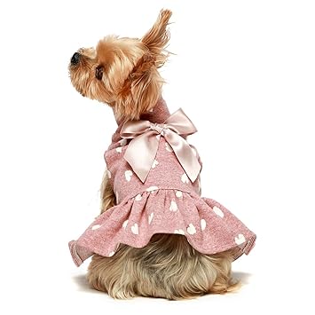 Fitwarm Pet Clothes for Dog Dresses Puppy Turtleneck Dress Doggie Outfits Birthday Party Costumes Pink Medium