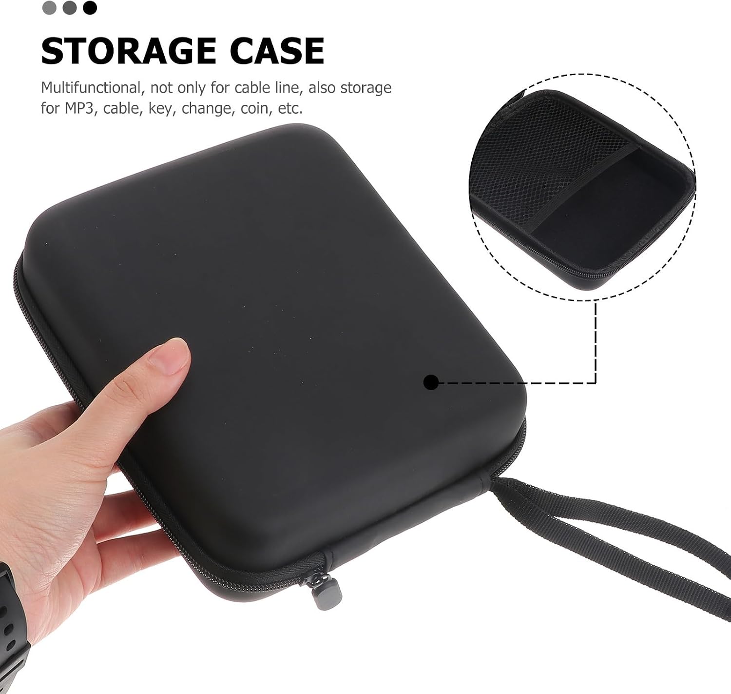 EVA Headphone Cable Bag Waterproof Zipper Storage Case for Travel image 4