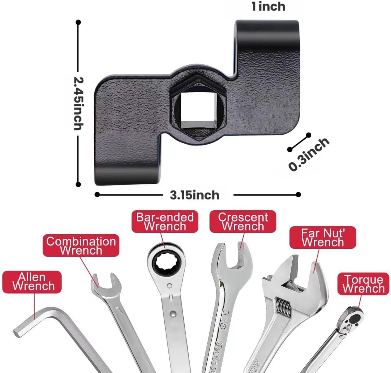 Universal Wrench Extender Breaker Bar and Offset Extension Wrench Adapters, Wrench Extender for 1/2 Inch Drive Breaker Bars/21 mm Hex Drive, Garage Repair, Automotive, Torque Adapter, Black