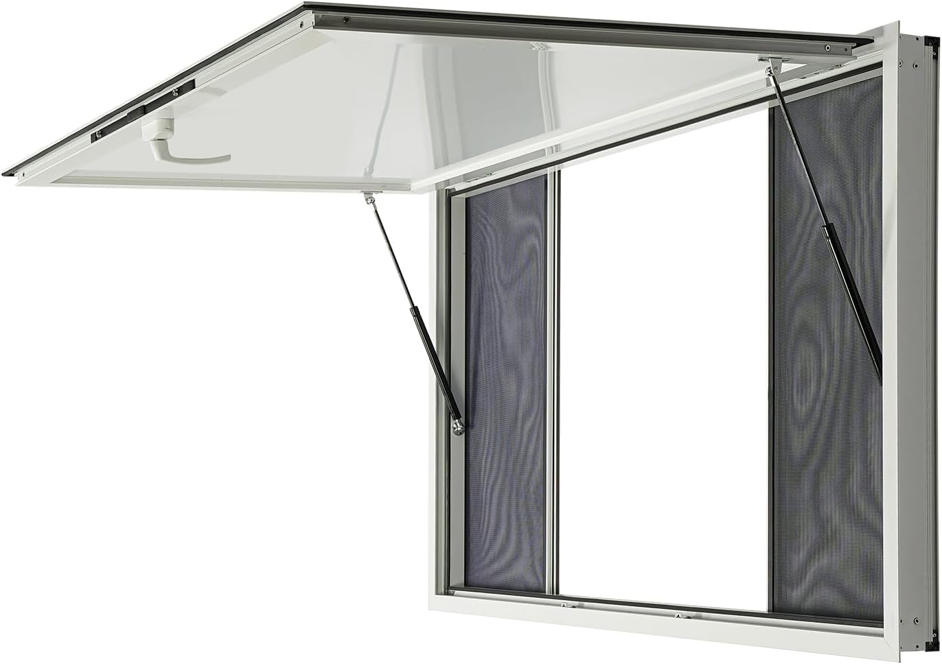 Concession Window 60 x 36 inch Food Truck Service Window with 4 Horizontal Sliding Screen Windows & Awning Door & Drag Hook for Trailer Windows Restaurant Garage