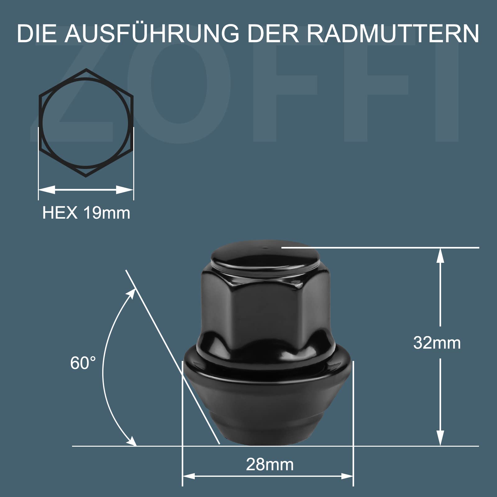 Dadi per ruota M12 x 1,5 nero, per la maggior parte delle ruote Ford Fiesta Focus Fusion, 20 pezzi, nero, estremità chiusa, M12 x 1,5 Lug Nuts