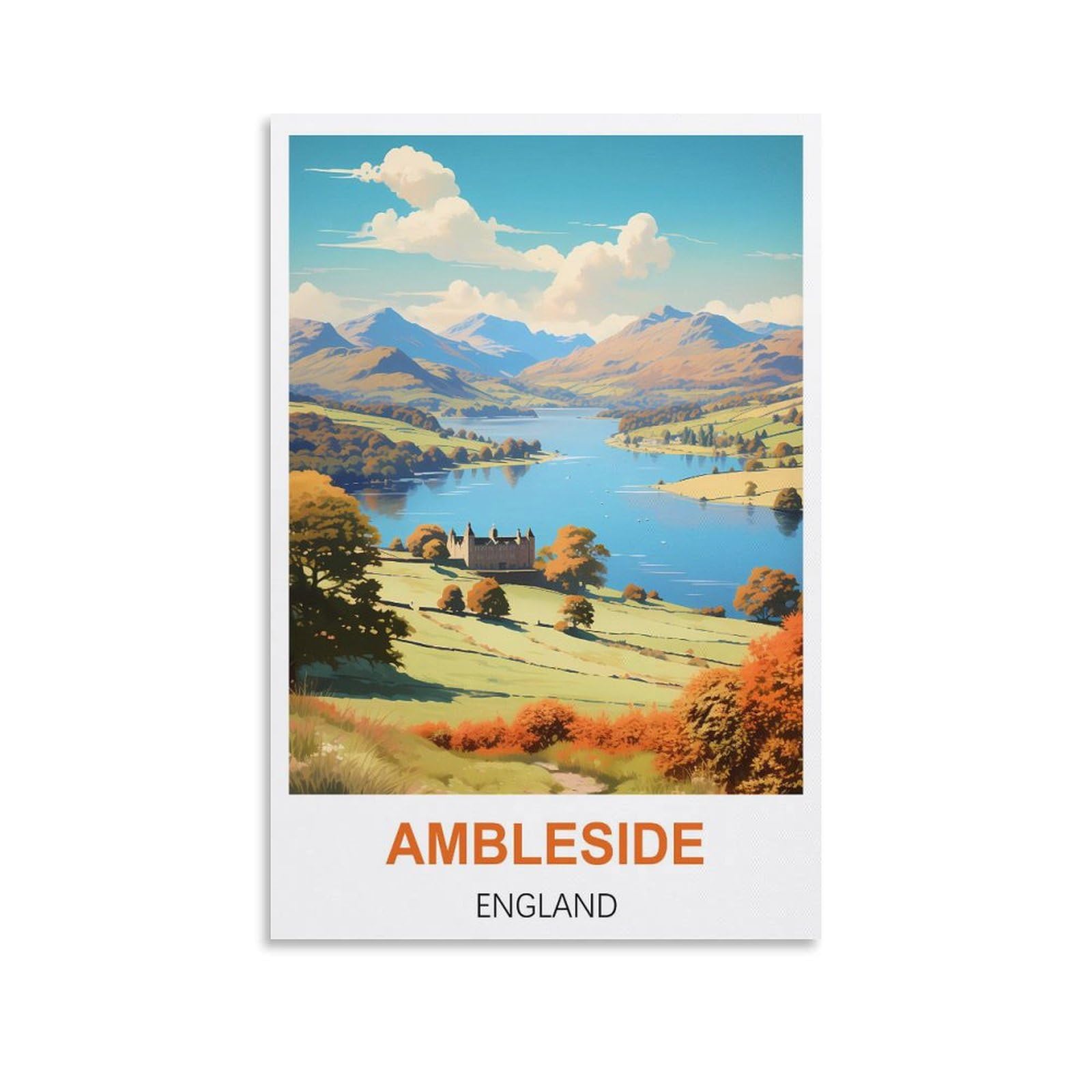 Metal Tin Sign Ambleside Englands Wall Art Vintage Decor for Man Cave Garages Home Bedroom Retro Decor 15x30cm