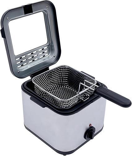 Freidora eléctrica con canasta, freidora de acero inoxidable para encimera de 1000 W, para restaurantes, puestos de comida rápida, aperitivos,