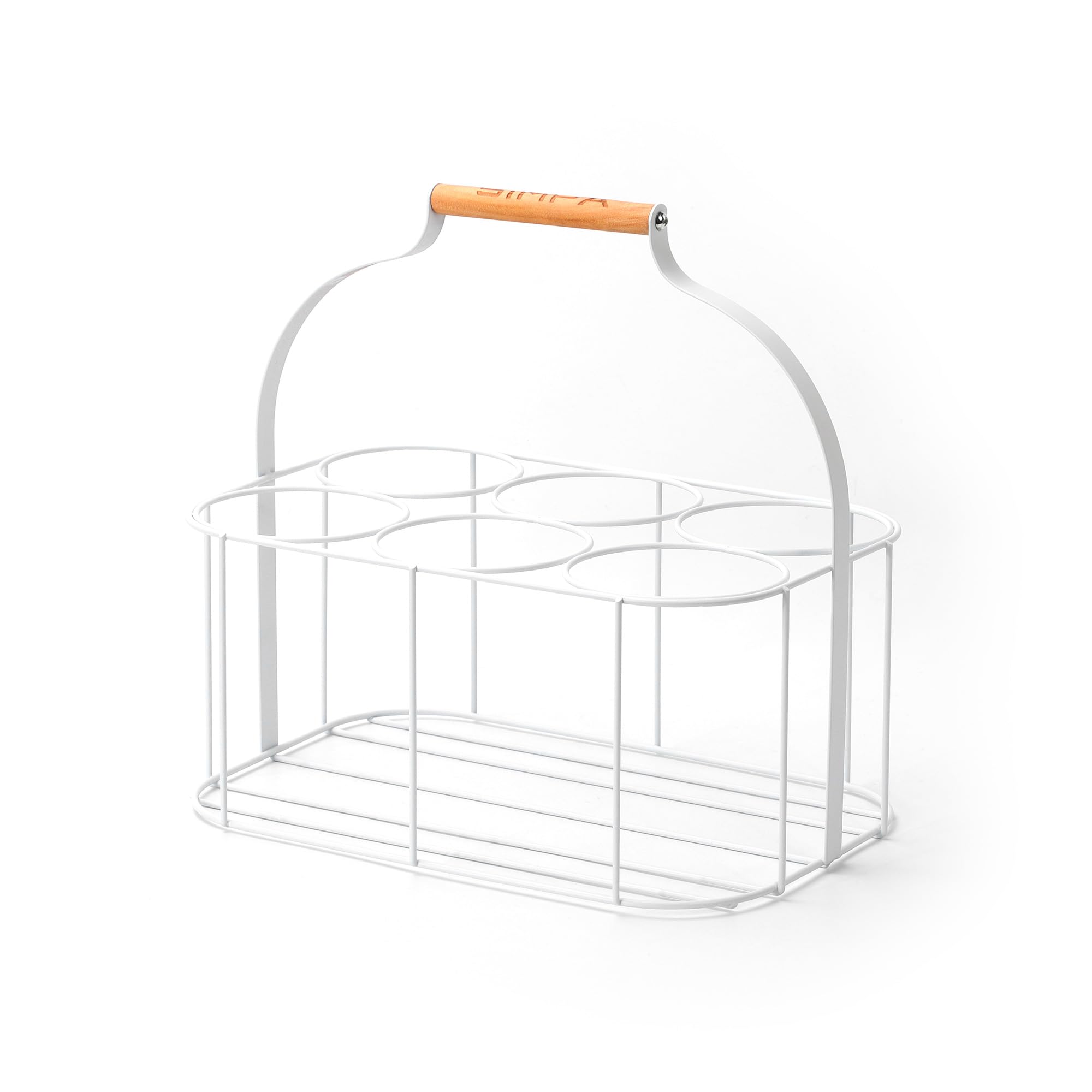 simpa Colour Wire Metal Wine Beer Milk Beverage 6 Bottle Carrier Holder Caddy with Handle - Matt White โ image 1