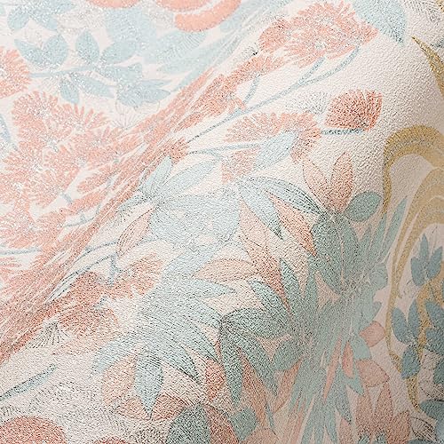 Livingwalls Travel Styles Non-Woven Wallpaper, Wildflower Wallpaper in White and Blue