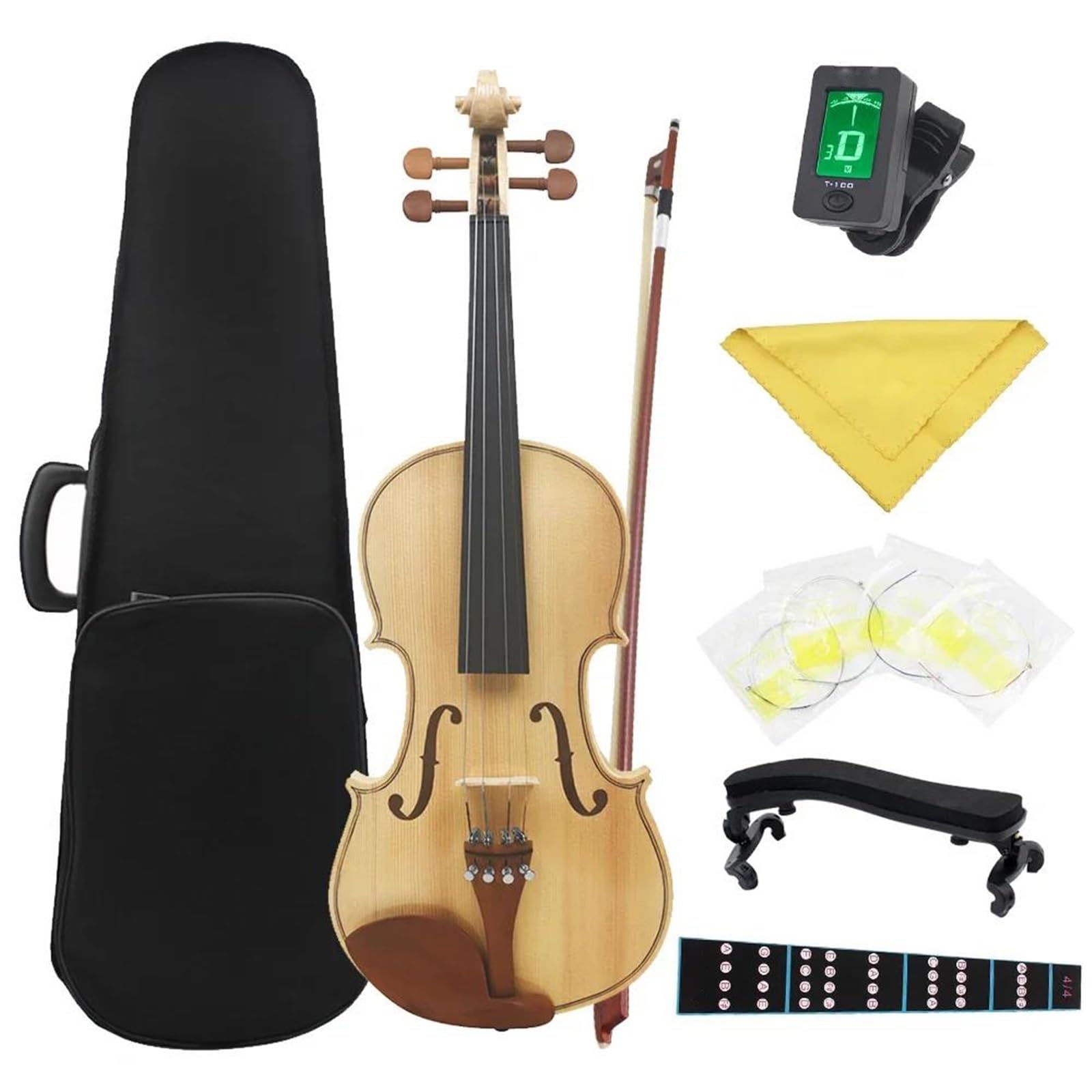Profesjonalne Skrzypce Skrzypce Akustyczne 4/4 Z Klonowym Wierzchem I Futerałem Struny Smyczkowe Podpórka Na Ramię Lite Drewno Dla Początkujących(Violin Set 2)