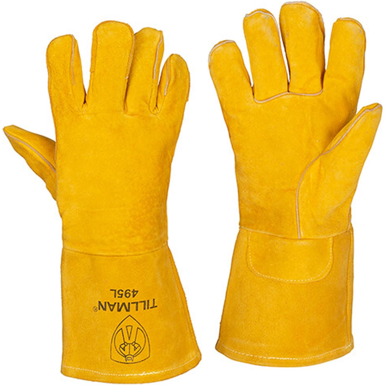 John Tillman and Co "Large 14"" Gold Reverse Grain Pigskin CottonFoam Lined Stick Welders Gloves with Kevlar Thread Locking Stitch (Carded)" (TIL495L)