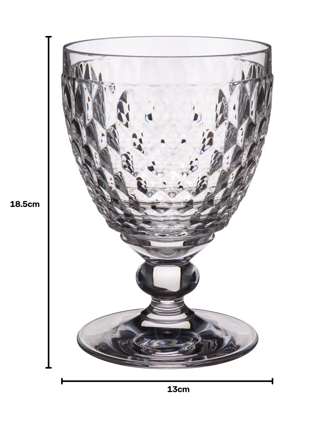 Villeroy & Boch 11-7299-0020 Boston Rotweinglas, Gefertigt aus hochwertigem und robustem Kristallglas mit Facettenmuster, Transparent, 18.5 x 18.5 x 13 cm, 4 Einheiten