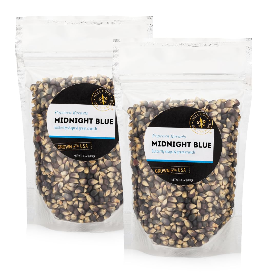 Midnight Blue Popcorn Kernels - Best Gourmet Popcorn for Home Movie Nights & Popcorn Machines - Dell Cove Spices, One Pound
