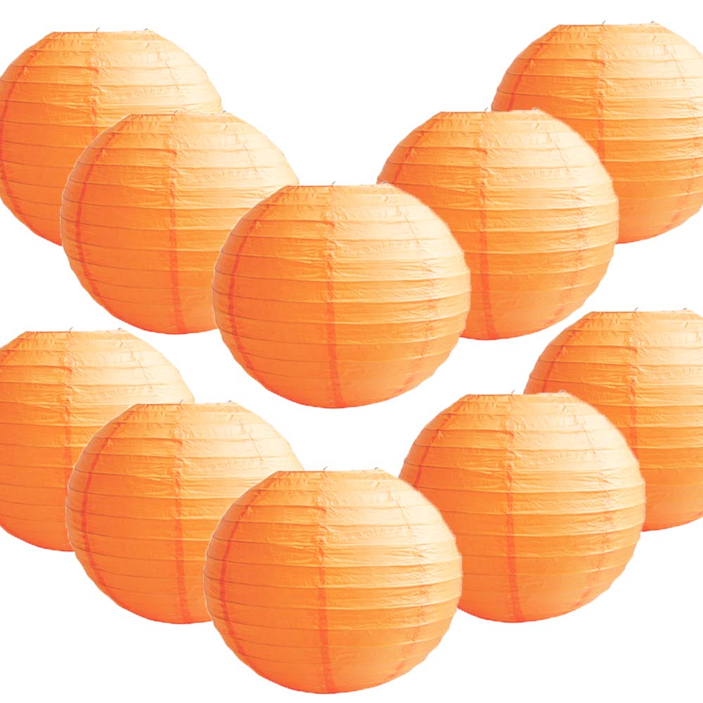 Time to Sparkle 10 Pack Tissue Paper Round Lanterns LampShade Lamp Shade Wedding Birthday Party Decoration | Orange, 20"(50cm) | — image 1