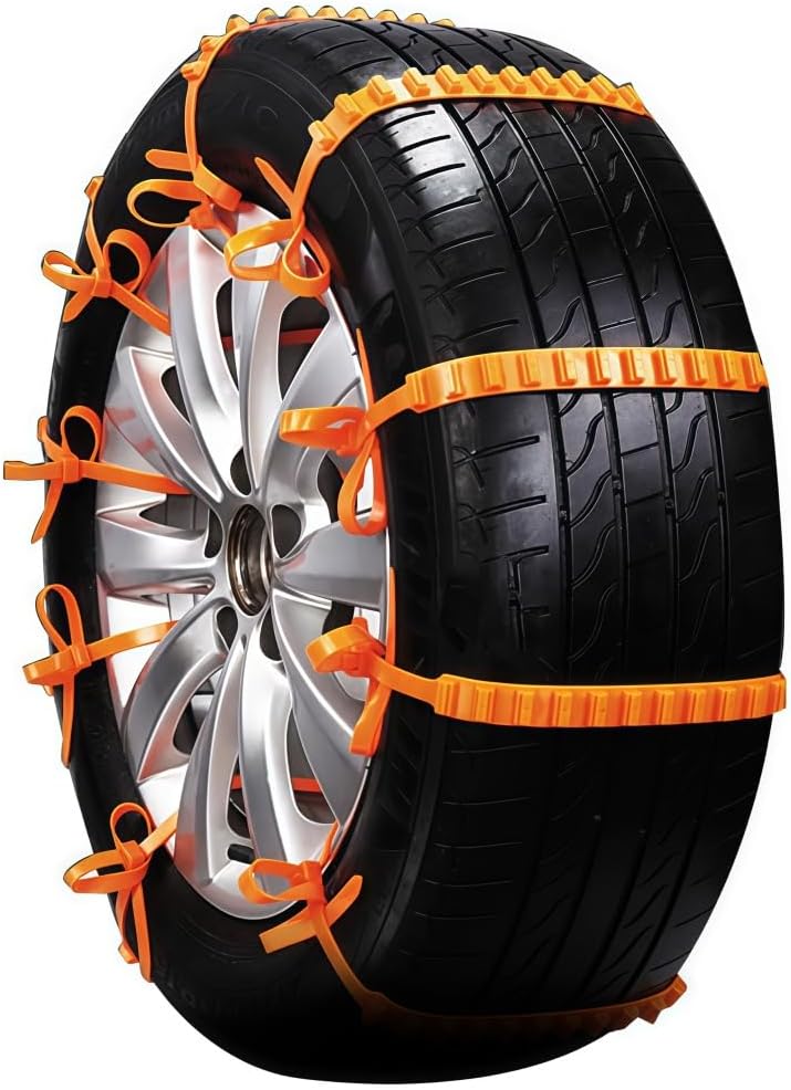 Anti-Skid Snow Tire Chains for Abarth 500 2008-2015,Reusable Winter Wheel Chains,Adjustable Anti-Slip Tire Zip Ties,Easy To Install,for Winter Driving & Muddy Road,40-piece pack