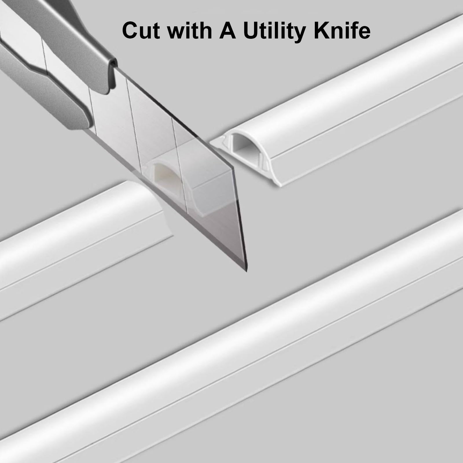 Pasacables Suelo de 100 Cm, Canaleta Cables Pared Adhesivo, Ocultar la Canaleta Cables Suelo de Extensión, Gestión de Cables para El Hogar y la Oficina, Prevenir Viajes(White,6.7 * 1.7cm/2.6 * 0.7in)