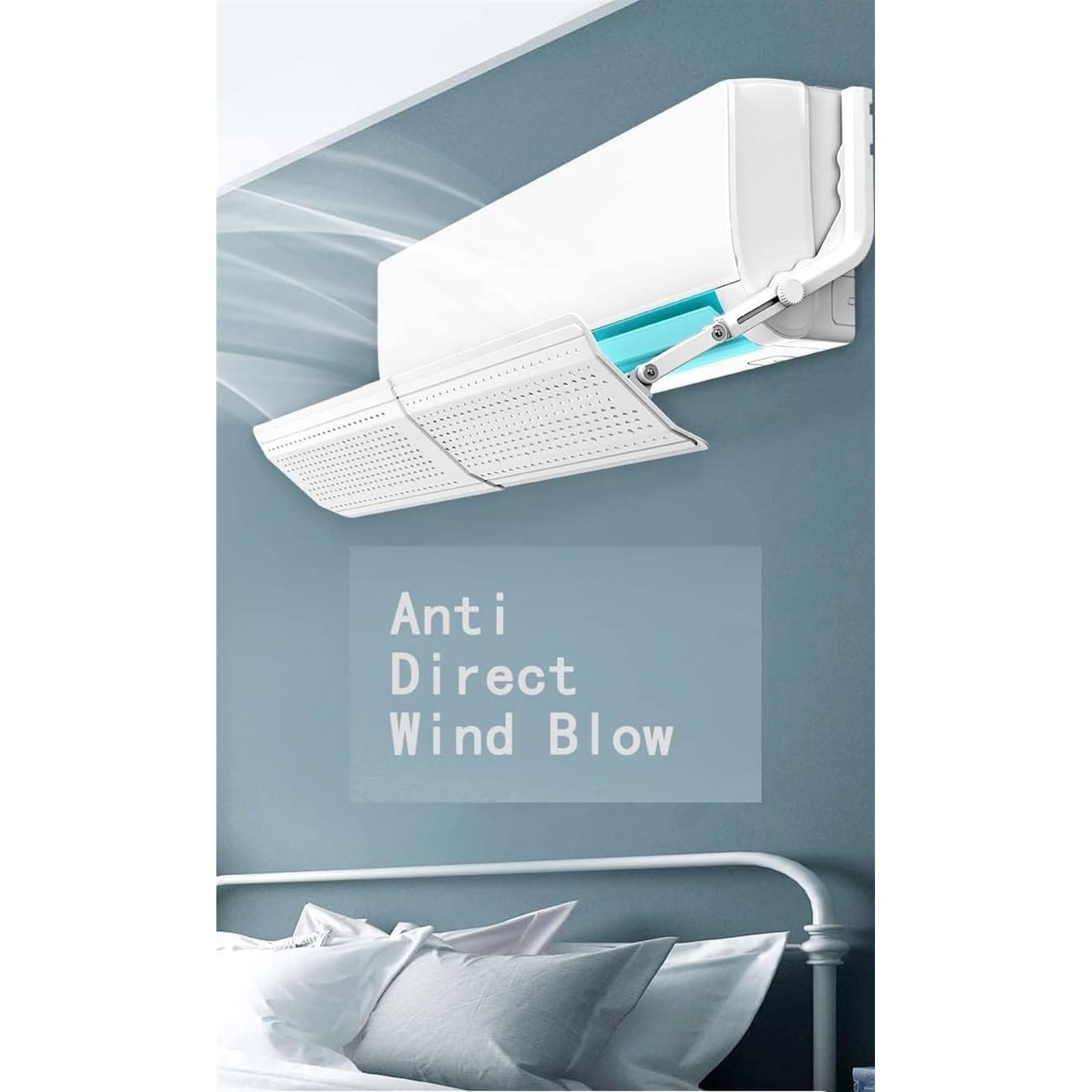 THE WHITE SHOP Air Conditioner Deflector - PVC Air Flow Deflector With 180° Adjustable Ac Wind Deflector, Anti-Condensation Reduces Noise From The Air Conditioning Unit And Energy Efficient(57-105 cm)