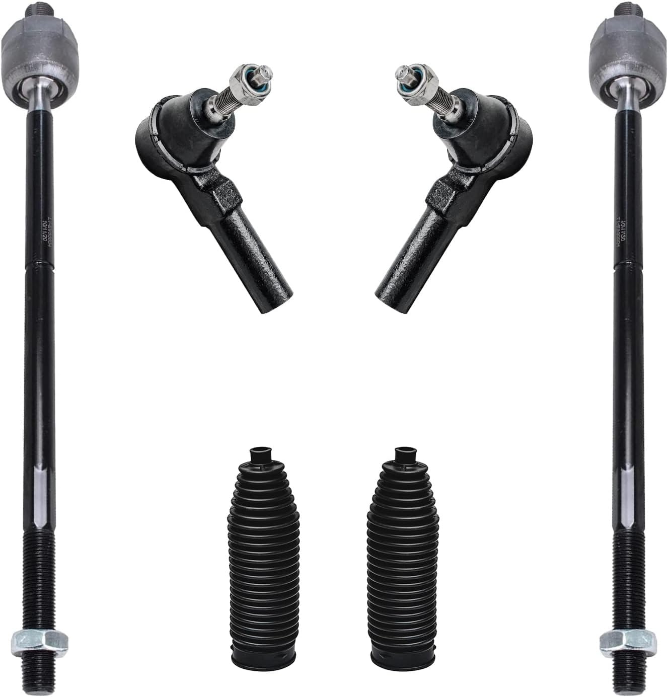 Detroit Axle - Front 6pc Tie Rods Kit for 2005-2010 Ford Mustang, 4 Inner & Outer Tie Rods 2 Boots 2006 2007 2008 2009 Replacement