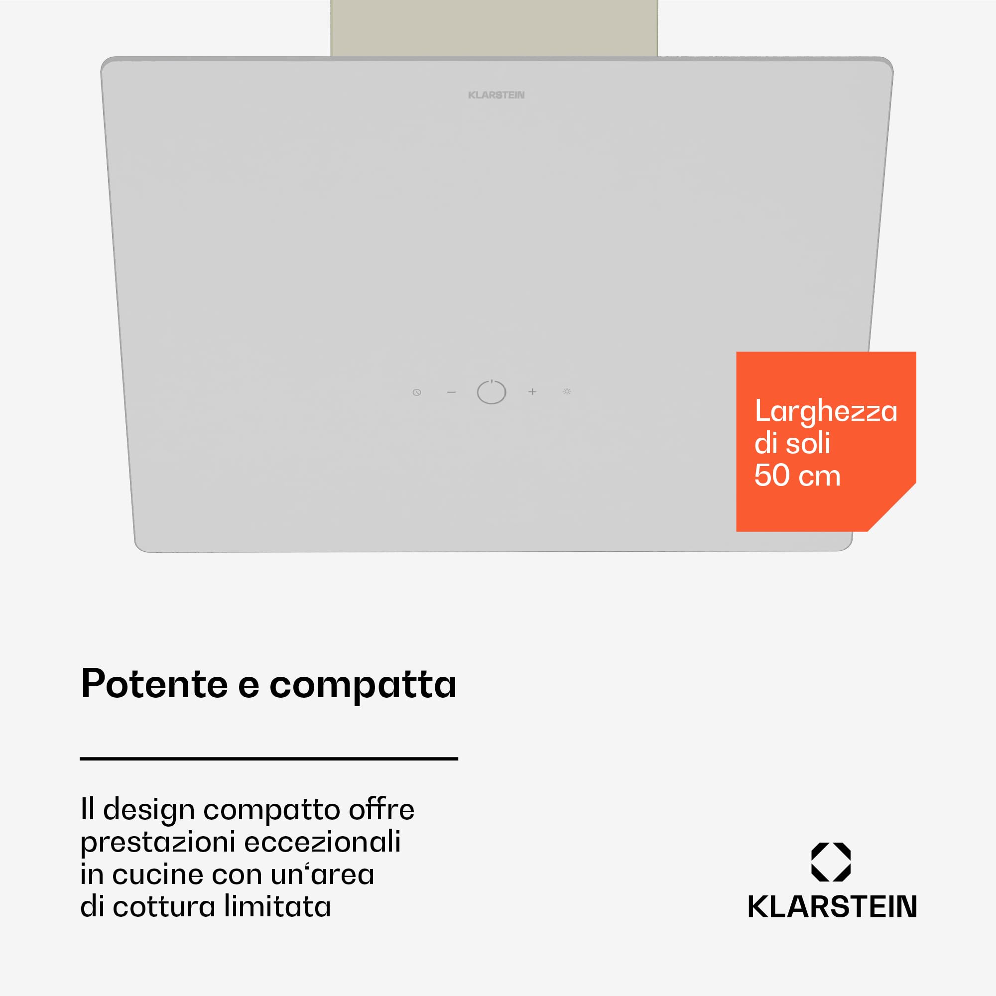 Klarstein MaxAir - Cappa da Cucina, 50cm, Touch Control, 183-336 m³/ora, Efficienza Energetica A++, LED, 3 Velocità, Silenziosa: 50 dB, Crema Vintage, Scarico & Ricircolo
